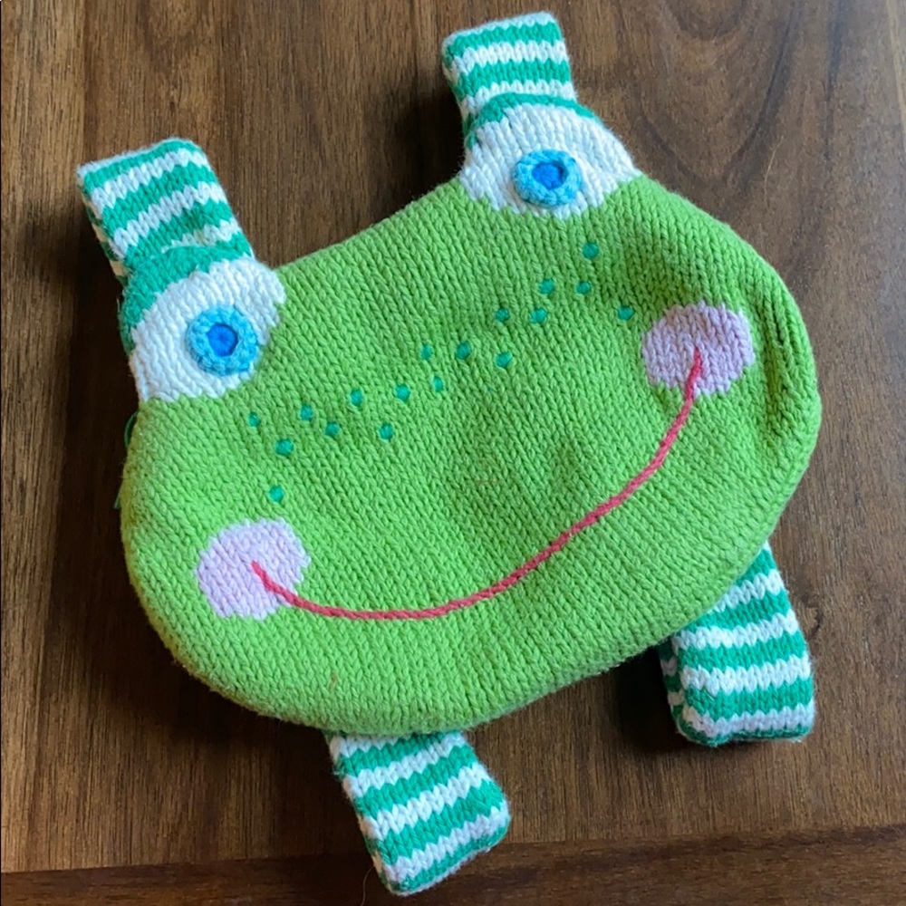 Kids blabla Frog Knitted backpack with zipper